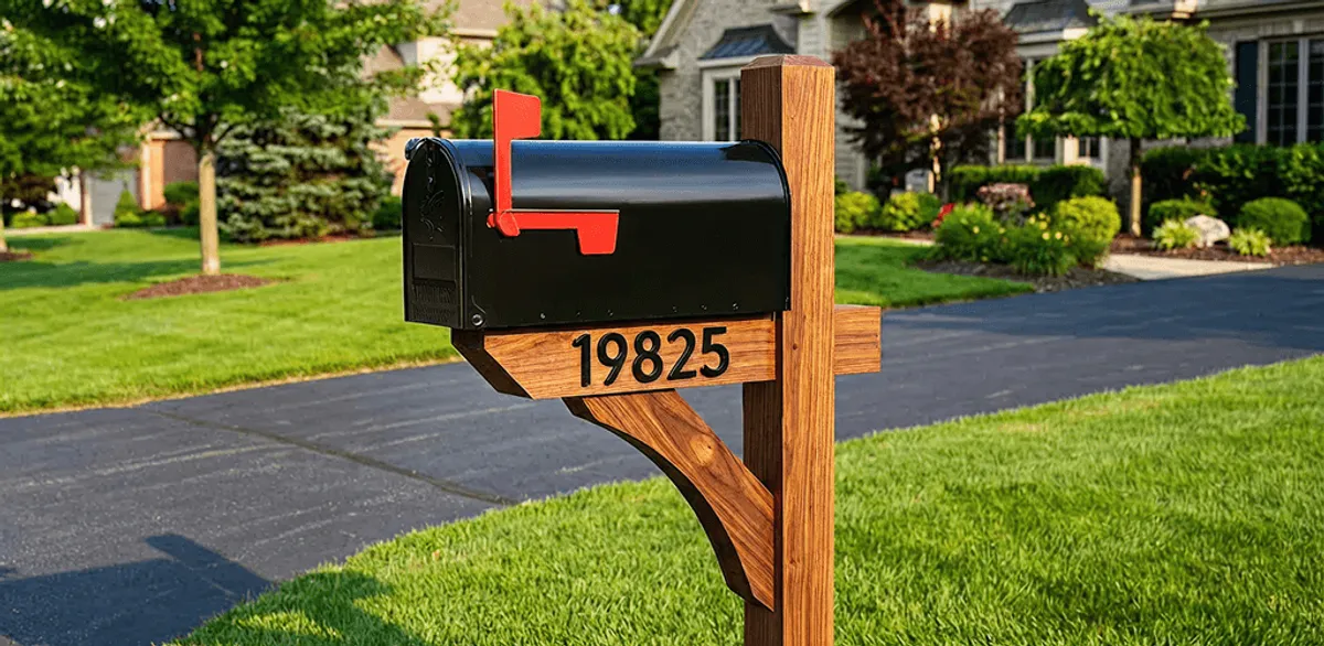 New mailbox installation with post and address number for a home in Manchester, NH