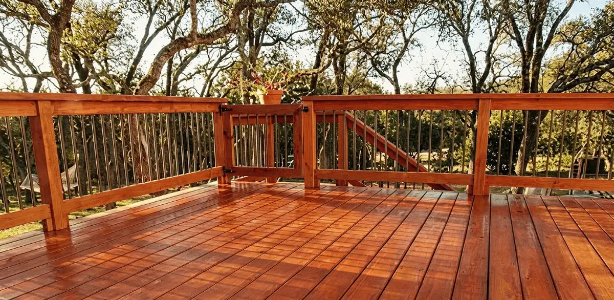 Deck sealing results with a freshly sealed wood deck in Manchester, NH